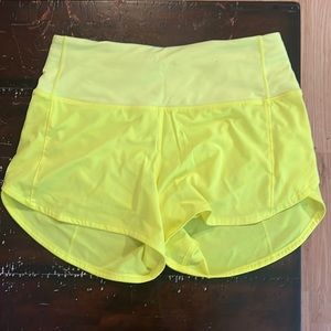 4 inch lulu lemon speed up yellow shorts